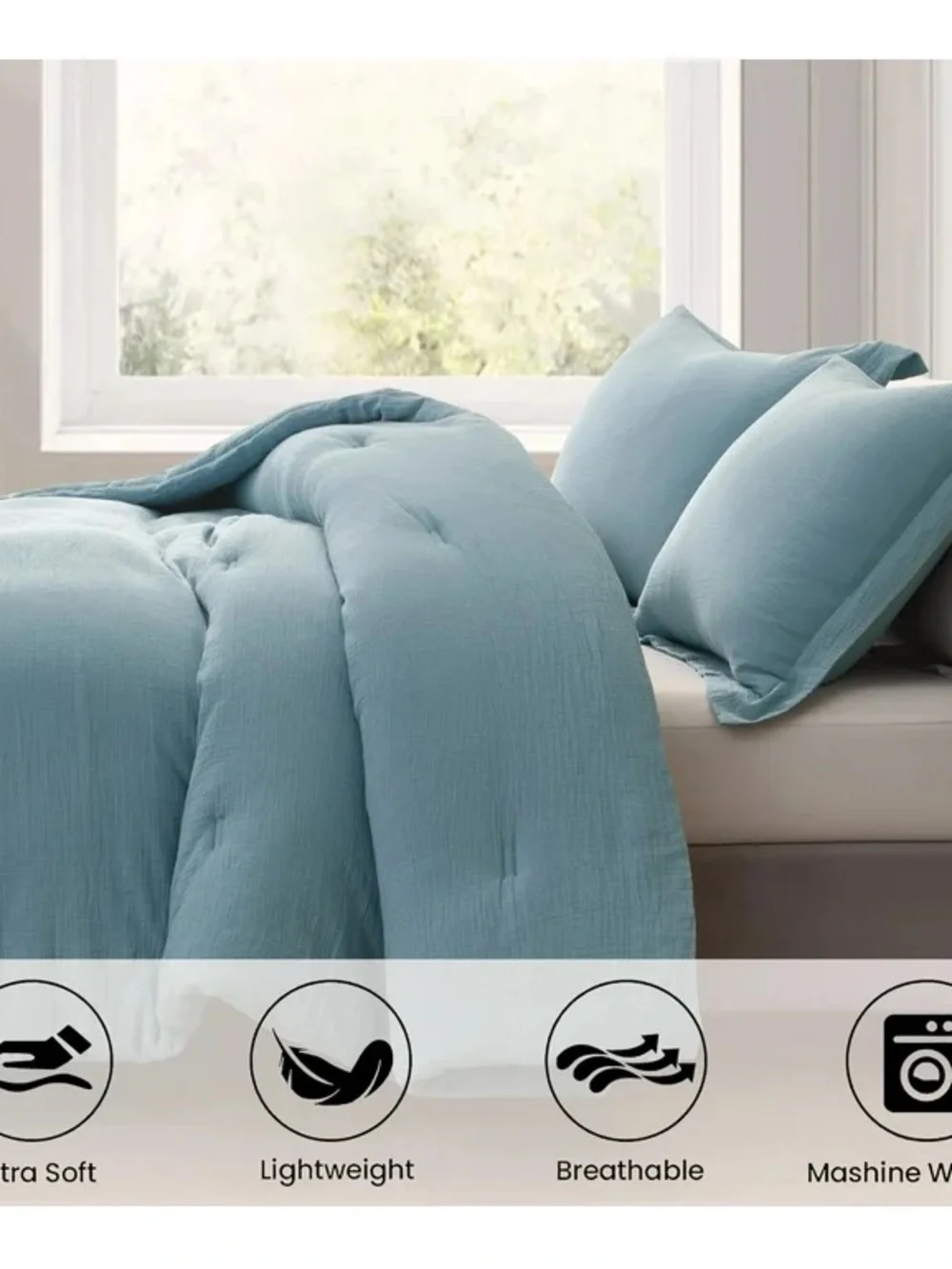 Blue Cotton cal king 3 piece Comforter Set
